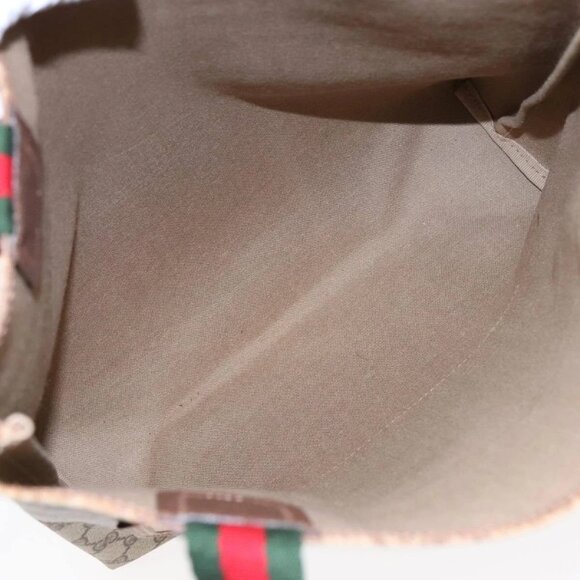 GUCCI GG Canvas Web Sherry Line Tote Bag PVC Beige 002 39 6487 Auth 91002 - Picture 11 of 16
